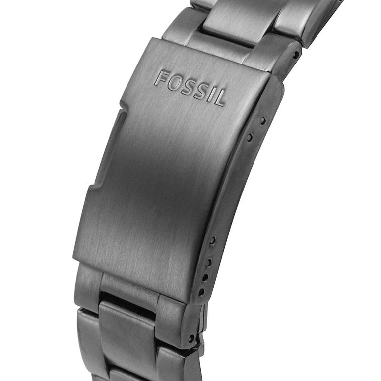Fossil FB-01 Automatic Skeleton Black Dial Grey Steel Strap Watch for Men - ME3201 Buy Now By Fossil