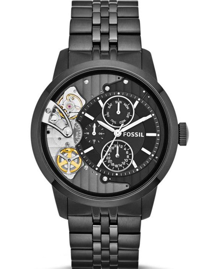 Fossil Townsman Mechanical Black Dial Black Steel Strap Watch for Men - ME1136 Buy Now By Fossil