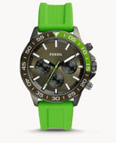 Fossil Bannon Chronograph Grey Dial Green Silicone Strap Watch for Men - BQ2501 Buy Now By Fossil