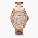 Fossil Stella Rose Gold Dial Rose Gold Steel Strap Watch for Women - ES3590 Buy Now By Fossil