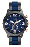 Fossil Nate Chronograph Blue Dial Two Tone Steel Strap Watch for Men - JR1494 Buy Now By Fossil