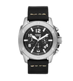 Fossil Modern Machine Chronograph Black Dial Black Leather Strap Watch for Men - FS4928 Buy Now By Fossil