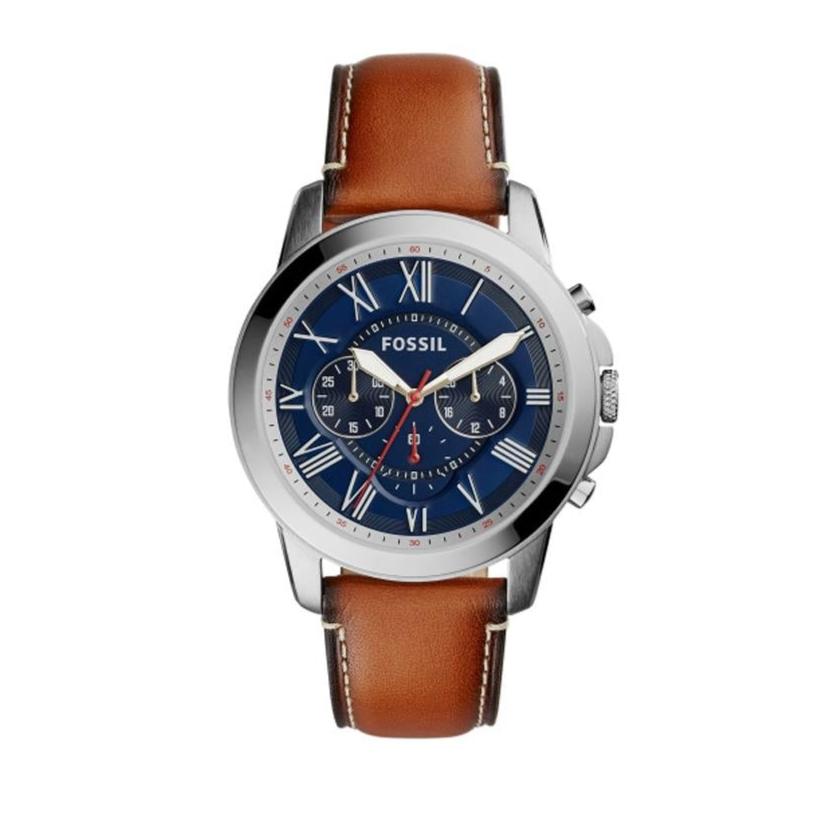 Fossil Grant Chronograph Blue Dial Brown Leather Strap Watch for Men - FS5210 Buy Now By Fossil
