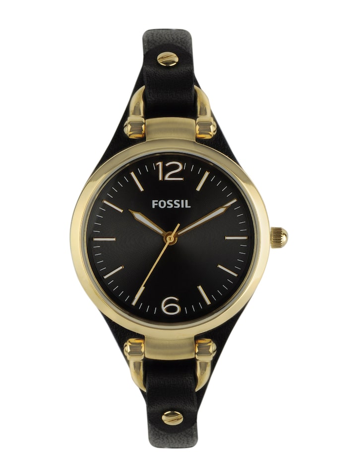 Fossil Georgia Black Dial Black Leather Strap Watch for Women - ES3148 Buy Now By Fossil