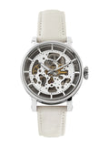Fossil Boyfriend Automatic Skeleton Silver Dial White Leather Strap Watch for Women - ME3069 Buy Now By Fossil