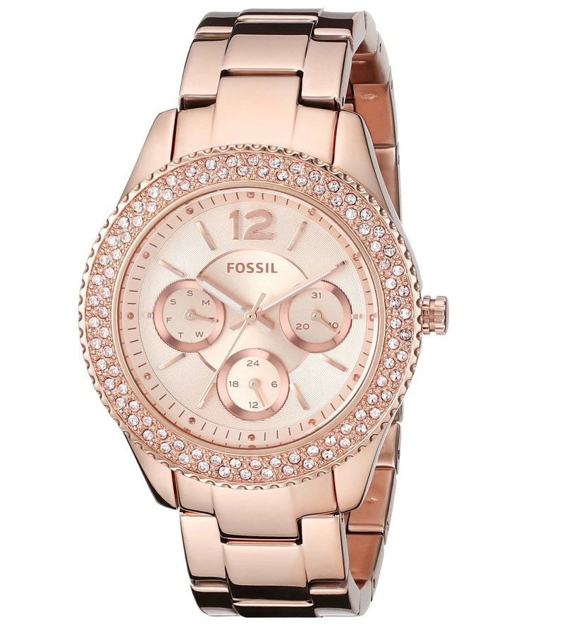 Fossil Stella Rose Gold Dial Rose Gold Steel Strap Watch for Women - ES3590 Buy Now By Fossil
