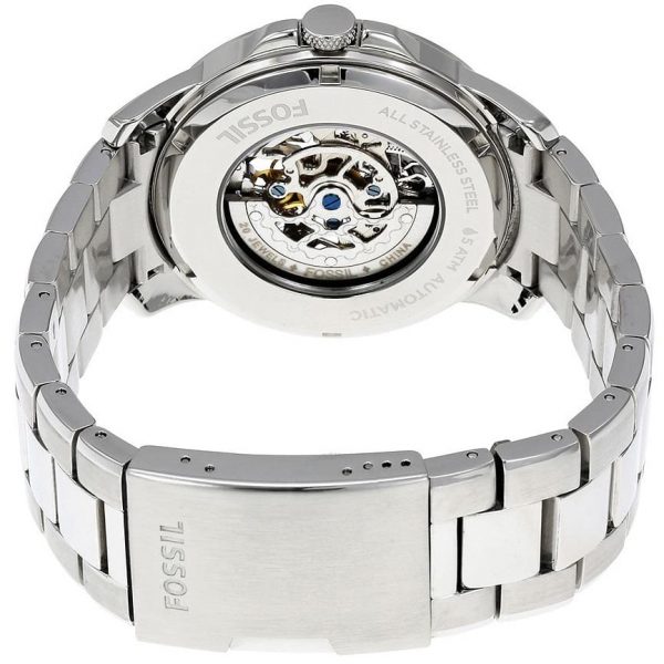 Fossil Grant Skeleton Black Dial Silver Steel Strap Watch for Men - ME3055 Buy Now By Fossil