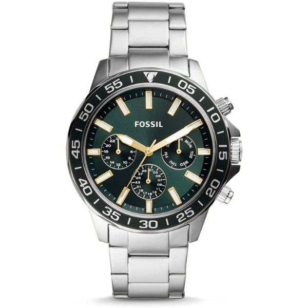 Fossil Bannon Chronograph Green Dial Silver Steel Strap Watch for Men - BQ2492 Buy Now By Fossil