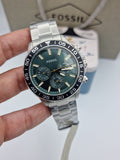 Fossil Bannon Chronograph Green Dial Silver Steel Strap Watch for Men - BQ2492 Buy Now By Fossil