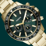 Fossil Bannon Multifunction Chronograph Green Dial Gold Steel Strap Watch for Men - BQ2493 Buy Now By Fossil