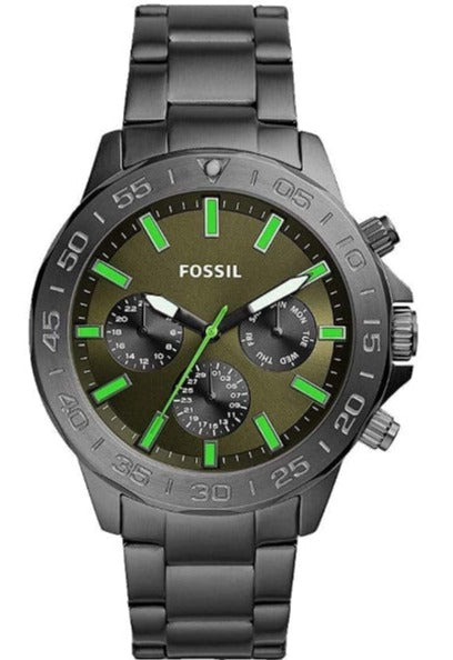 Fossil Bannon Multifunction Chronograph Green Dial Grey Steel Strap Watch for Men - BQ2504 Buy Now By Fossil