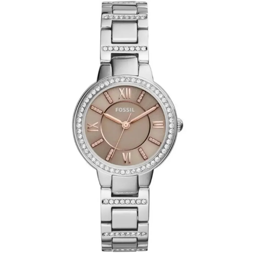 Fossil Virginia Taupe Dial Silver Steel Strap Watch for Women - ES4147 Buy Now By Fossil
