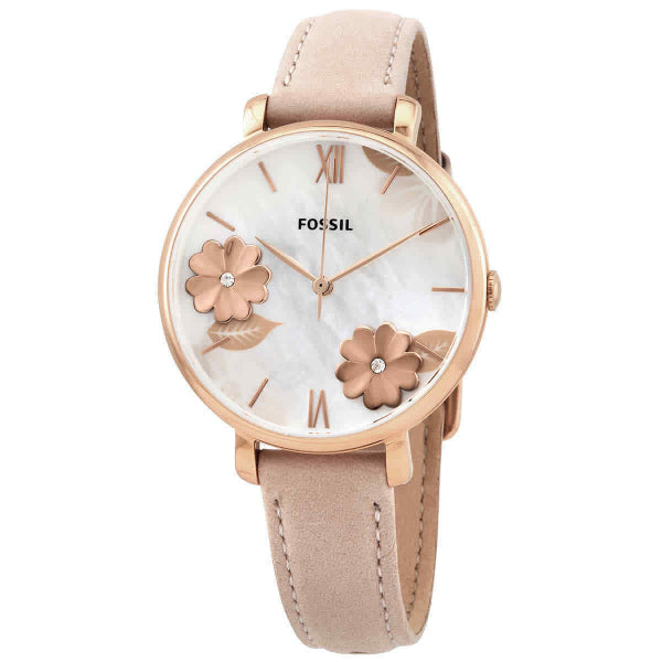 Fossil Jacqueline Three Hand Mother of Pearl Dial Pink Leather Strap Watch for Women - ES4671 Buy Now By Fossil