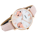 Fossil Jacqueline Three Hand Mother of Pearl Dial Pink Leather Strap Watch for Women - ES4671 Buy Now By Fossil