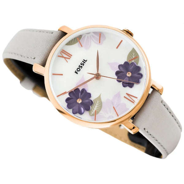 Fossil Jacqueline Mother of Pearl Dial Grey Leather Strap Watch for Women - ES4672 Buy Now By Fossil