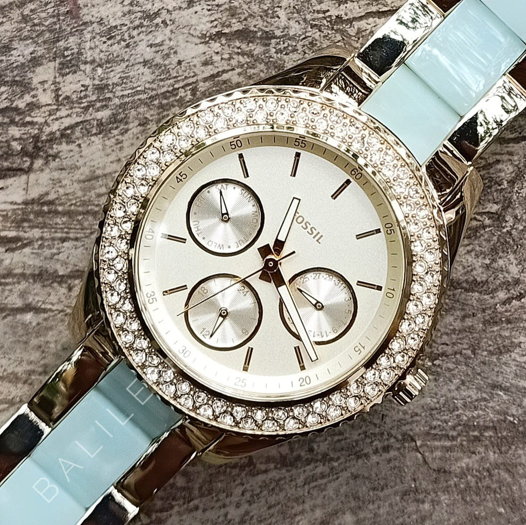 Fossil Stella Multifunction Gold Dial Two Tone Steel Strap Watch for Women - ES4757 Buy Now By Fossil