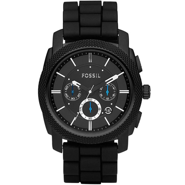Fossil Machine Chronograph Black Dial Black Silicone Strap Watch for Men - FS4487 Buy Now By Fossil