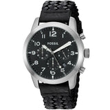 Fossil Pilot 54 Chronograph Black Dial Black Leather Strap Watch for Men - FS5181 Buy Now By Fossil