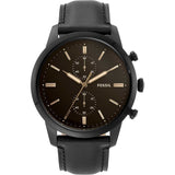 Fossil Goodwin Chronograph Black Dial Black Leather Strap Watch for Men - FS5585 Buy Now By Fossil