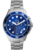 Fossil FB-03 Chronograph Blue Dial Silver Steel Strap Watch for Men - FS5724 Buy Now By Fossil