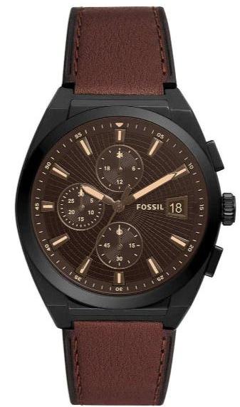 Fossil Everett Chronograph Black Dial Brown Leather Strap Watch for Men - FS5798 Buy Now By Fossil