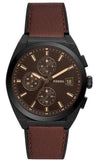 Fossil Everett Chronograph Black Dial Brown Leather Strap Watch for Men - FS5798 Buy Now By Fossil