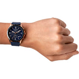 Fossil Forrester Chronograph Blue Dial Blue Leather Strap Watch for Men - FS5814 Buy Now By Fossil
