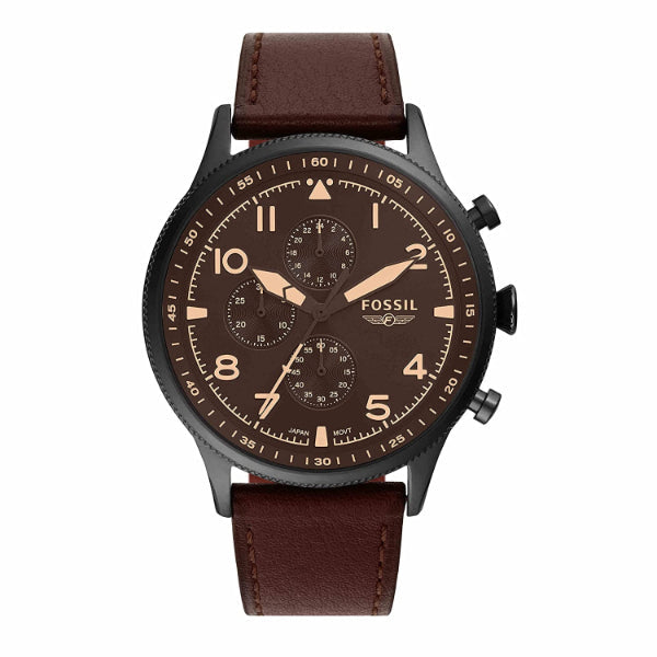 Fossil Retro Pilot Chronograph Brown Dial Brown Leather Strap Watch for Men - FS5833 Buy Now By Fossil