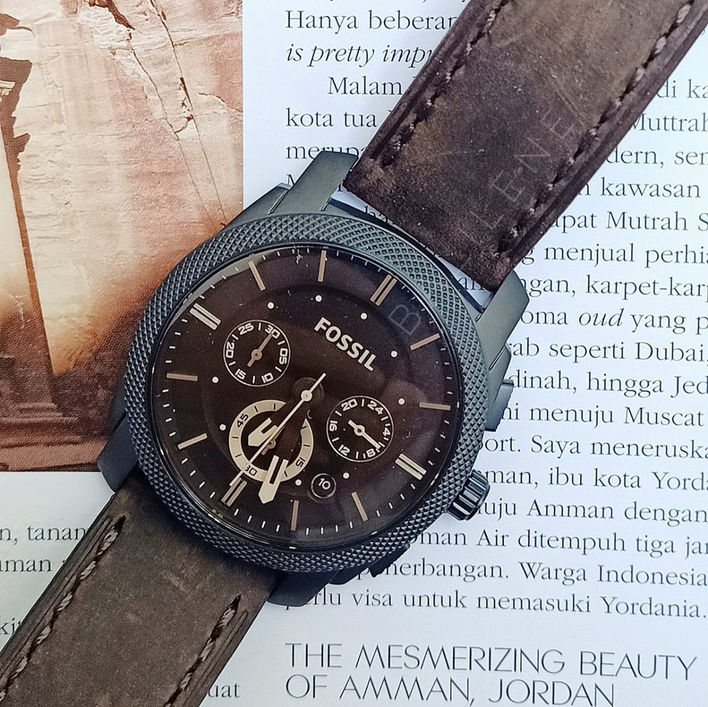 Fossil Machine Flight Chronograph Brown Dial Brown Leather Strap Watch for Men - FS4656 Buy Now By Fossil