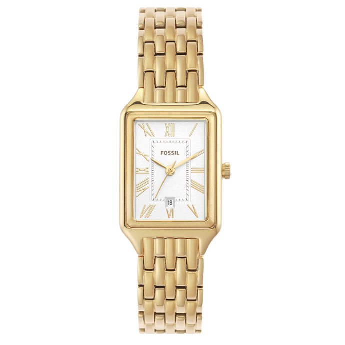 Fossil Raquel Three Hand Date White Dial Gold Steel Strap Watch For Women - ES5220 Buy Now By Fossil