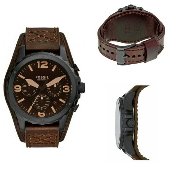 Fossil Nate Chronograph Brown Dial Brown Leather Strap Watch for Men - JR1511 Buy Now By Fossil