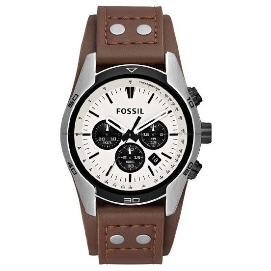 Fossil Coachman Chronograph White Dial Brown Leather Strap Watch for Men - CH2890 Buy Now By Fossil
