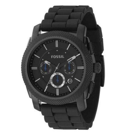Fossil Machine Chronograph Black Dial Black Silicone Strap Watch for Men - FS4487 Buy Now By Fossil