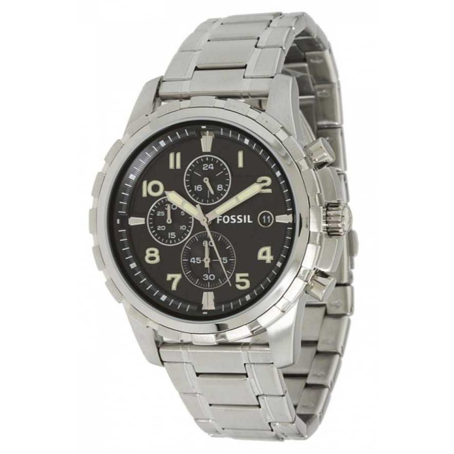 Fossil Dean Chronograph Black Dial Silver Steel Strap Watch for Men - FS4542 Buy Now By Fossil