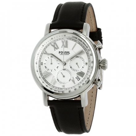 Fossil Buchanan Chronograph Silver Dial Black Leather Strap Watch for Men - FS5102 Buy Now By Fossil