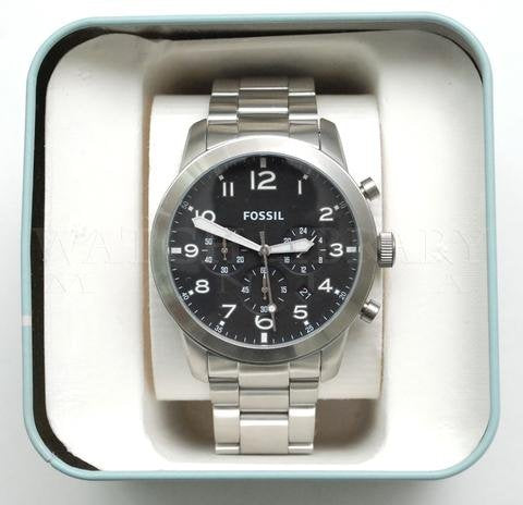 Fossil Pilot Chronograph Black Dial Silver Steel Strap Watch for Men - FS5141 Buy Now By Fossil