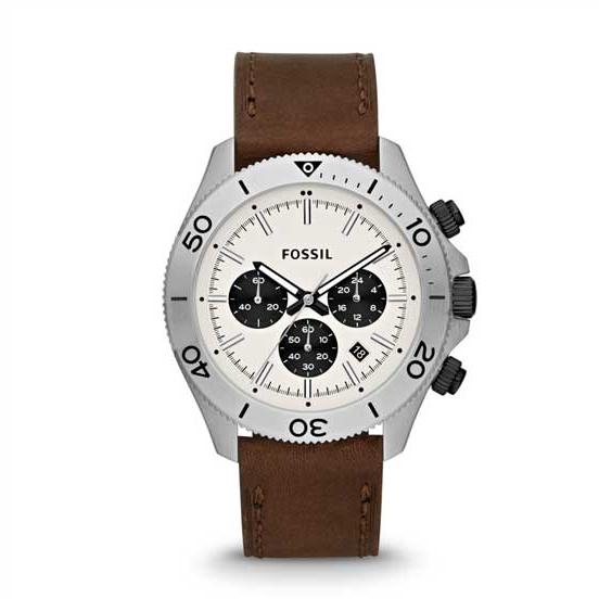 Fossil Retro Traveler Chronograph White Dial Brown Leather Strap Watch for Men - CH2886 Buy Now By Fossil