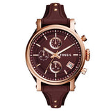 Fossil Original Boyfriend Sport Chronograph Maroon Dial Maroon Leather Strap Watch for Women - ES4114 Buy Now By Fossil
