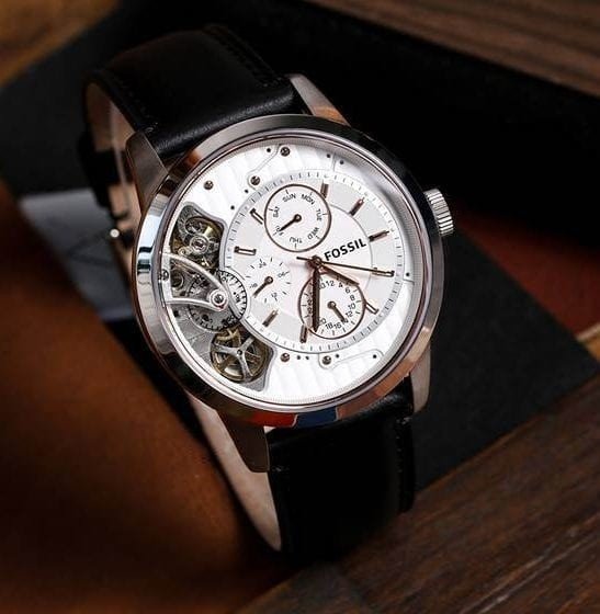 Fossil Townsman Twist Multifunction White Dial Black Leather Strap Watch for Men - ME1164 Buy Now By Fossil