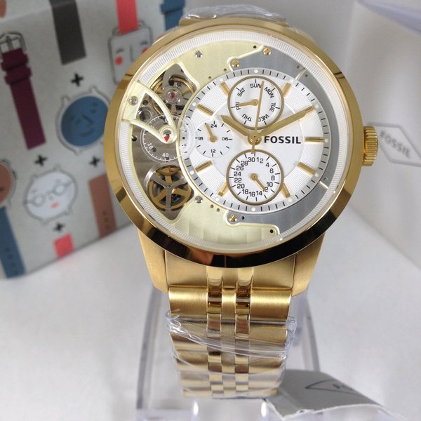 Fossil Townsman Chronograph Skeleton Gold Dial Gold Steel Strap Watch for Men - ME1137 Buy Now By Fossil