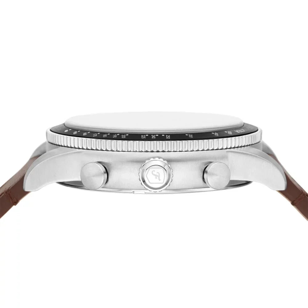 Fossil Sport Tourer Chronograph White Dial Brown Leather Strap Watch for Men - FS6042 Buy Now By Fossil