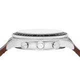 Fossil Sport Tourer Chronograph White Dial Brown Leather Strap Watch for Men - FS6042 Buy Now By Fossil