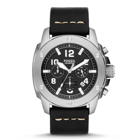 Fossil Modern Machine Chronograph Black Dial Black Leather Strap Watch for Men - FS4928 Buy Now By Fossil
