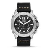 Fossil Modern Machine Chronograph Black Dial Black Leather Strap Watch for Men - FS4928 Buy Now By Fossil