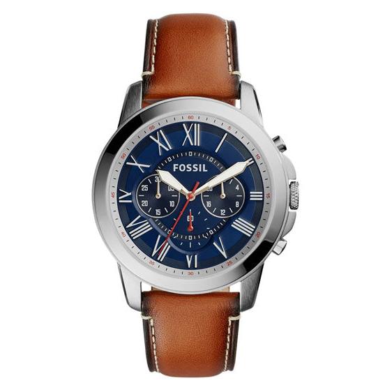 Fossil Grant Chronograph Blue Dial Brown Leather Strap Watch for Men - FS5210 Buy Now By Fossil