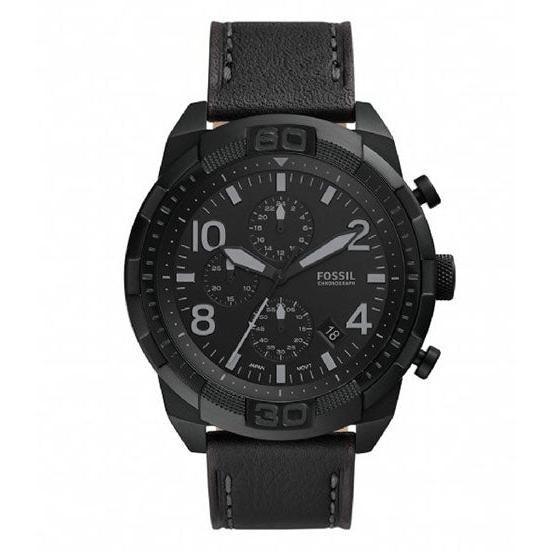 Fossil Bronson Chronograph Black Dial Black Leather Strap Watch for Men - FS5874 Buy Now By Fossil