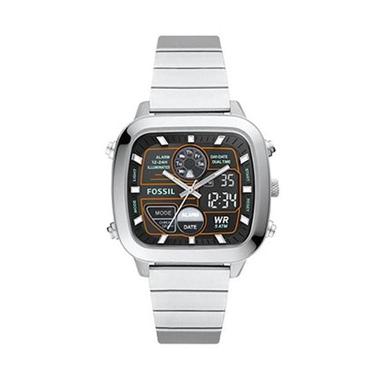 Fossil Retro Analog-Digital Black Dial Silver Steel Strap Watch for Men - FS5890 Buy Now By Fossil
