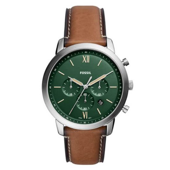 Fossil Neutra Chronograph Green Dial Brown Leather Strap Watch for Men - FS5735 Buy Now By Fossil