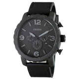 Fossil Nate Chronograph Black Dial Black Leather Strap Watch for Men - JR1354 Buy Now By Fossil