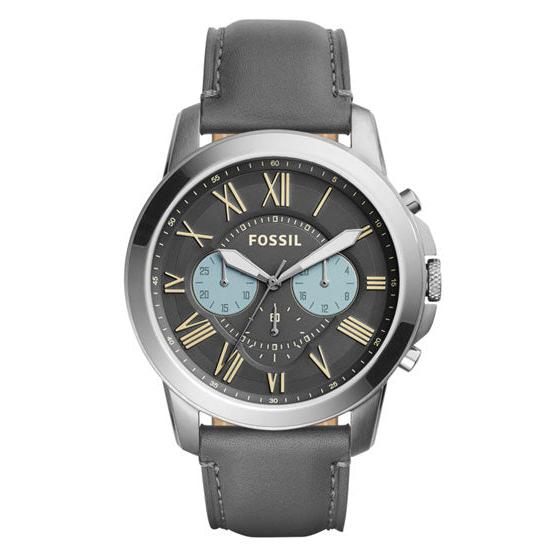 Fossil Grant Chronograph Gunmetal Grey Dial Grey Leather Strap Watch for Men - FS5183 Buy Now By Fossil